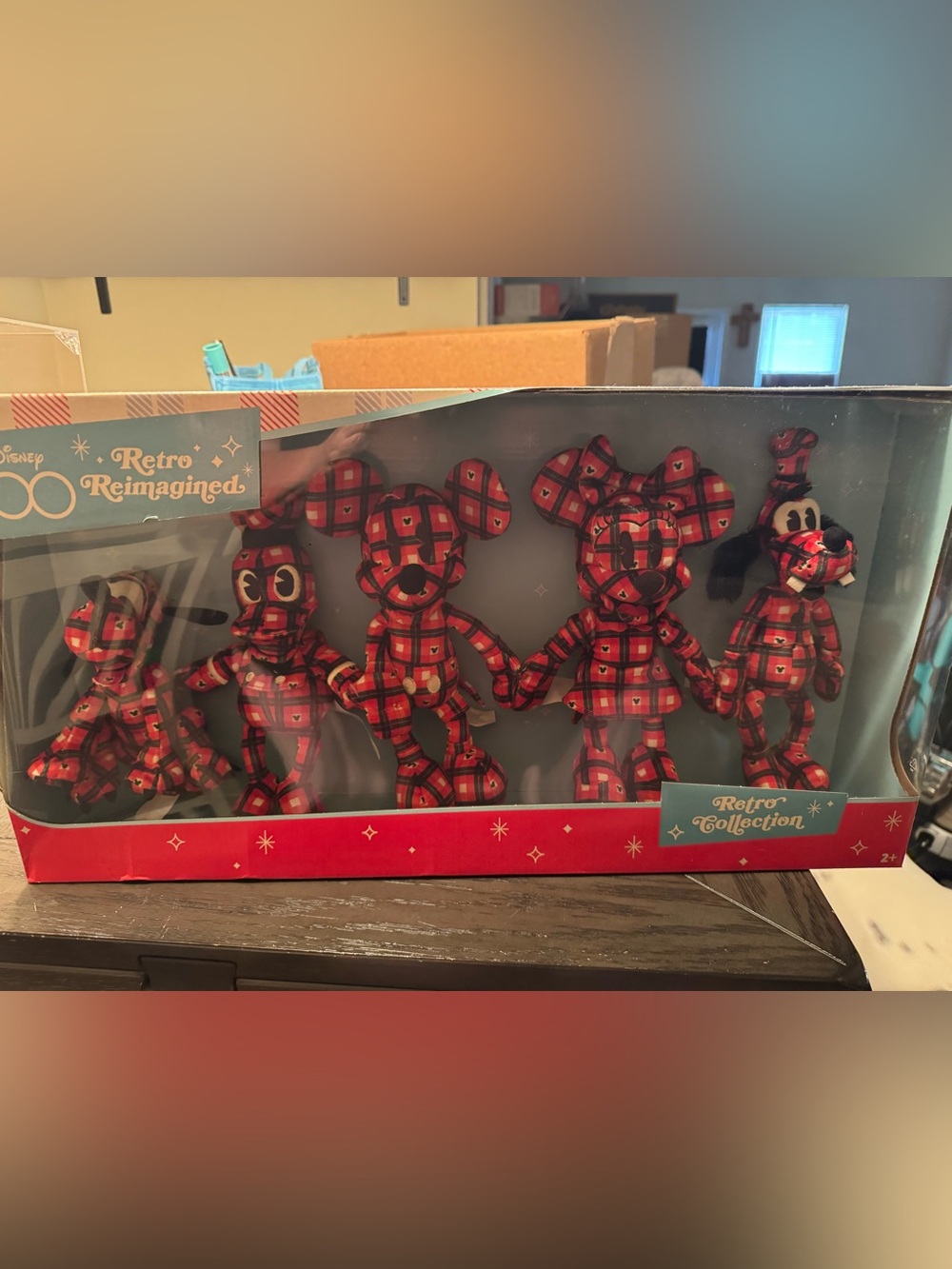 100th anniversary Plaid Mickey & Friends Holiday Plush Set - Red Plaid